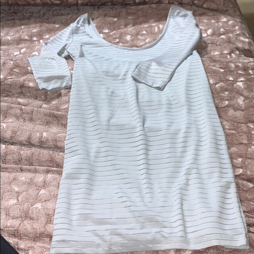 Blue stripped sheer quarter sleeve dress